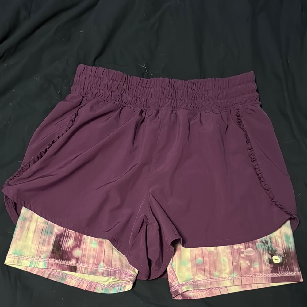 Avia Girls Plum And Multicolor Athletic Shorts